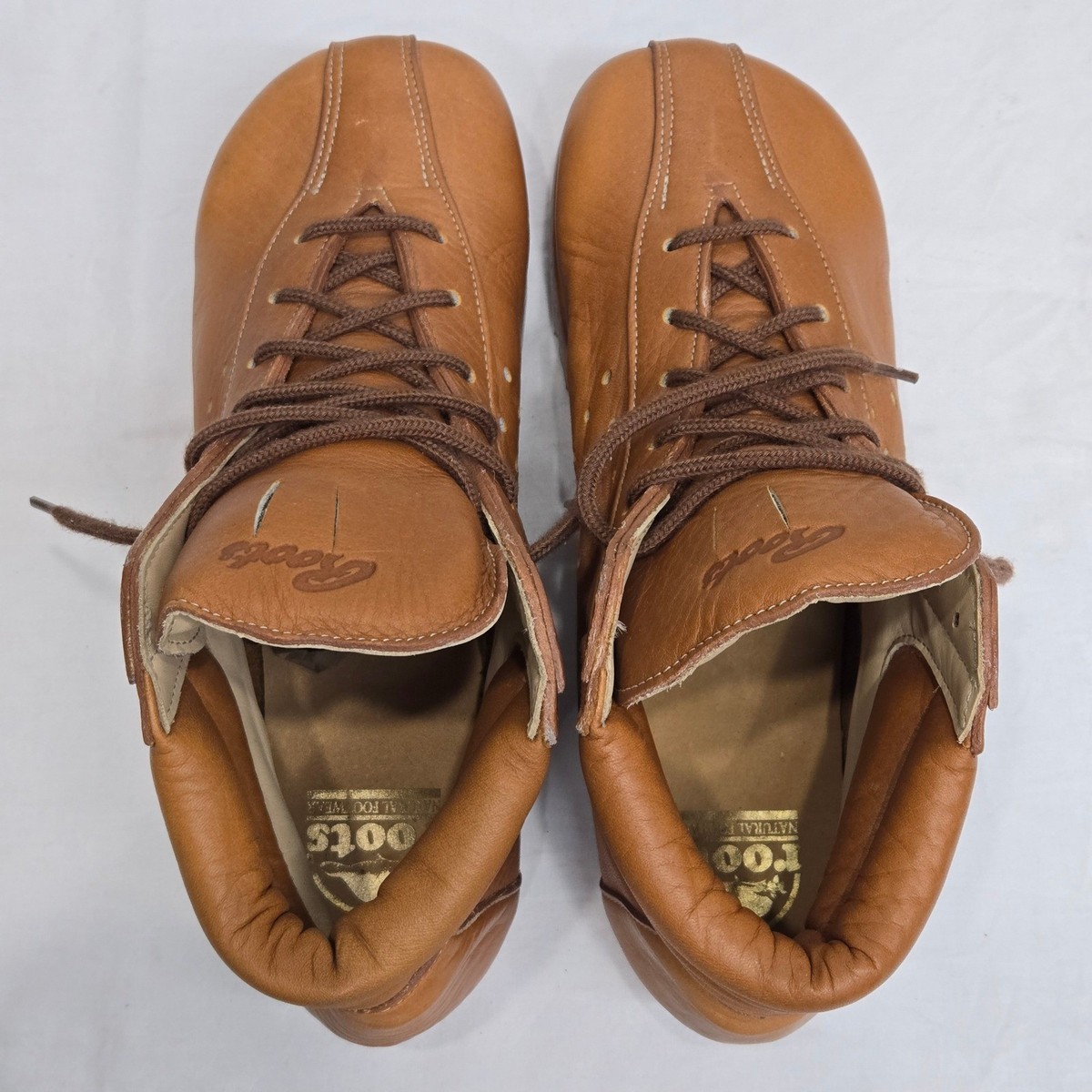 Vintage Earth Shoe Negative Heel Engineer Boots Brown Leather USA Made Men’s 9 Roots Vintage Negative Heel Leather Boots Tan Made in Canada  main image 2