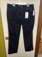 NWT Gloria Vanderbilt Black Amanda Straight Leg Classic Rise Corduroys Women 18S