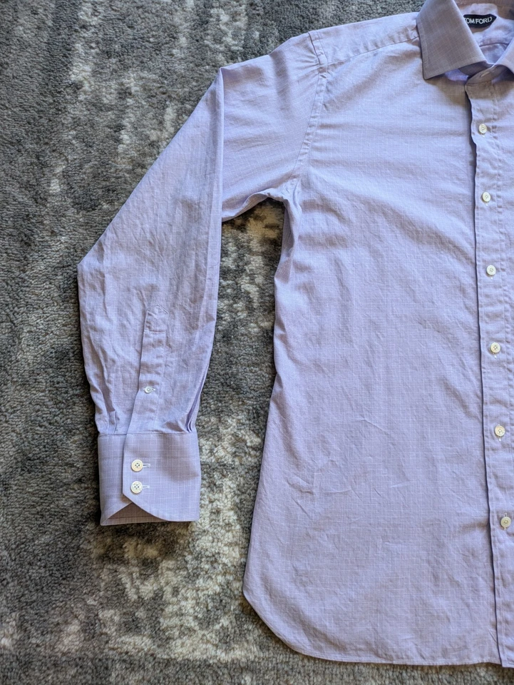 Camisa de vestir Tom Ford manga larga para hombre, azul y blanco - grande 41/16 hecha en Italia Foto 4 de 4