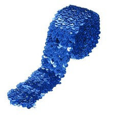 2.2 Yards 2 Inch Elastic Sequins Trim 5 Row Flat Sequin Strip Blue