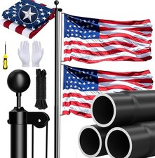 25FT Flag Pole Kit, Heavy Duty 12 Gauge Extra Thick 2MM Aluminum Outdoor InGr...
