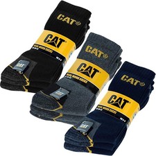 3 Pairs of CAT Caterpillar Adults Heavy Duty Industrial Crew Workwear Work Socks