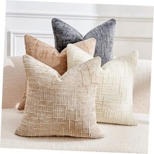 Throw Pillow Covers Set of 4 20x20 Inch Pillow 20" x 20" Pack of 4 Neutral