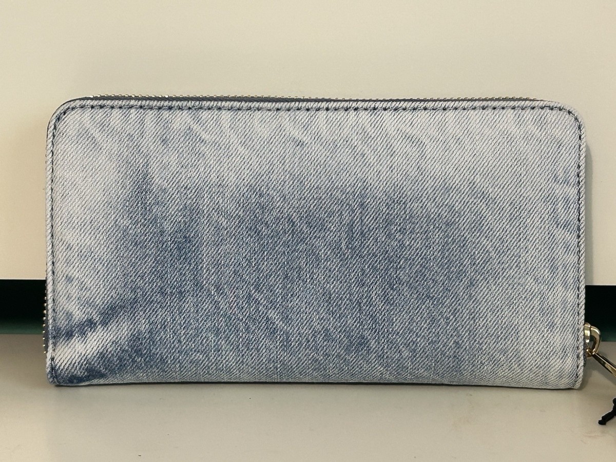 Coach Long Zip Around Wallet In Loved Denim CEC21 Gold Light