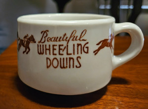 Vintage Beautiful Wheeling Downs Racetrack Coffee Cup (McNicol China)
