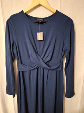J.Jill Wearever Collection Midi Dress Small Navy Long Sleeve Twist Waist Knit