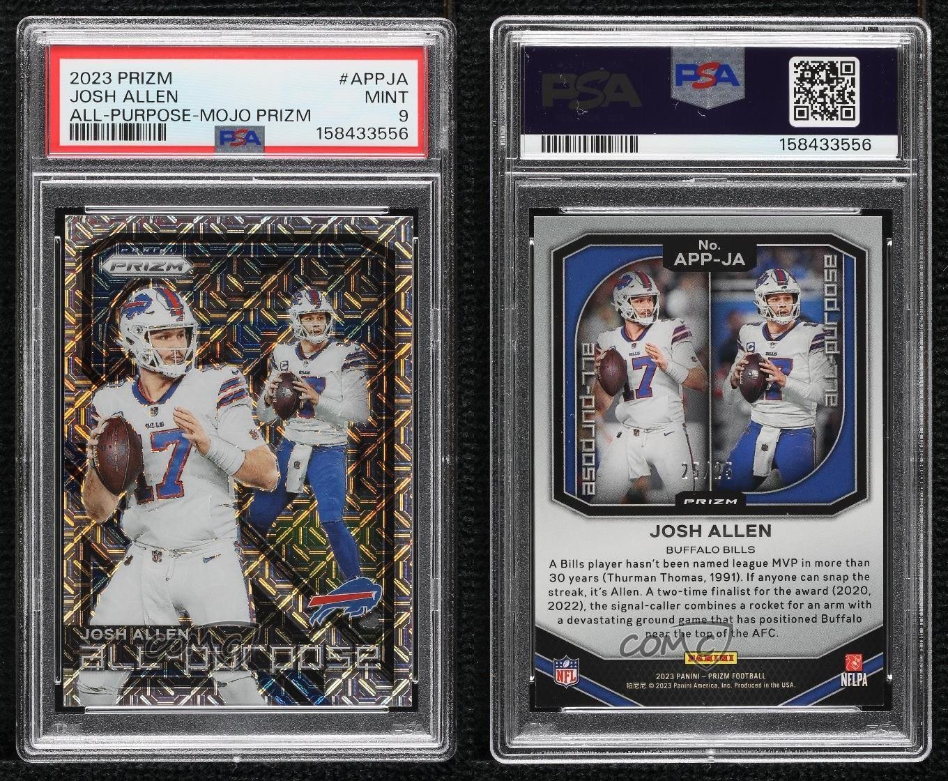 2023 Panini Prizm All Purpose Mojo Prizm /25 Josh Allen #APP-JA PSA 9 MINT 4f5 view 3