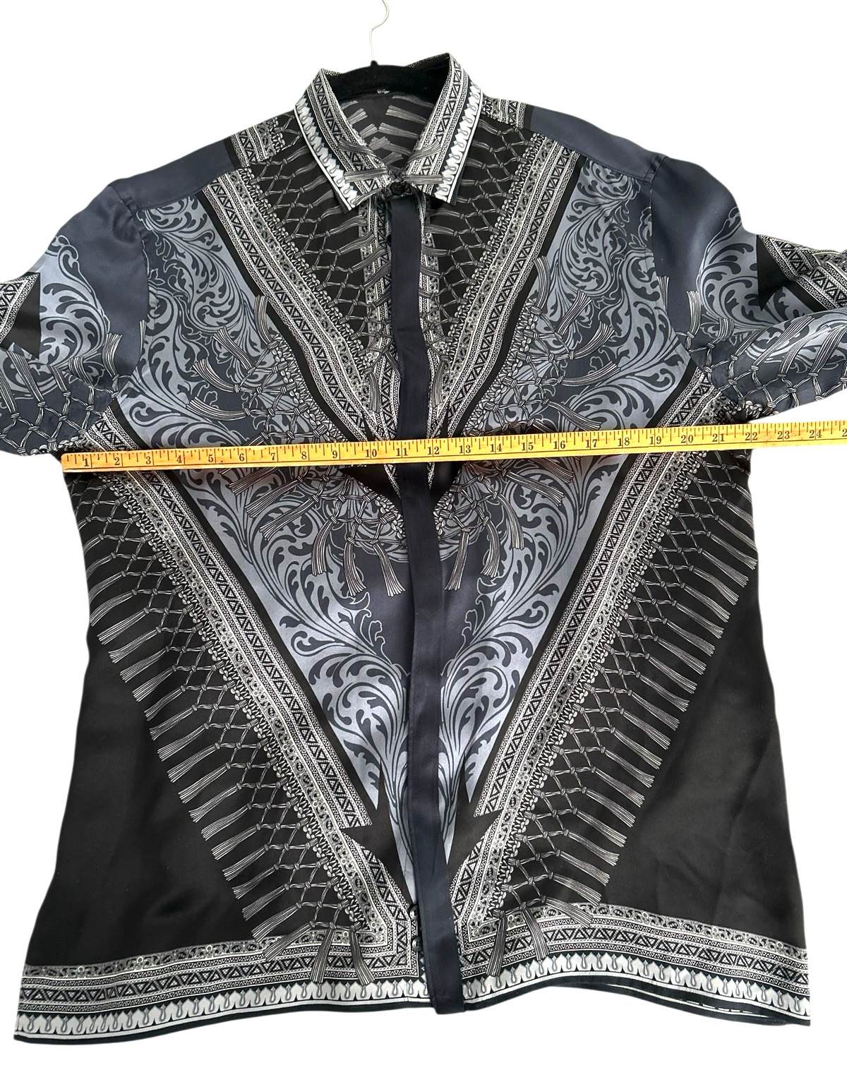 Versace Collection City Men's Size 42 100percent Silk Shirt Blue Gray Button Front EUC image 3