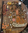 Vintage Estate Costume Not Junk Jewelry Lot Orange Collection