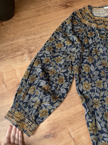 Neu mit Etikett J Jill Pure bestickt Twill Tunika Oberteil 3X Boho V-Ausschnitt Ballon Langarm - Bild 14 von 17