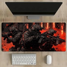 Oversized Rifle Soldier Gaming Desk Pad Mouse - Anti-Slip Rubber Base Suitab