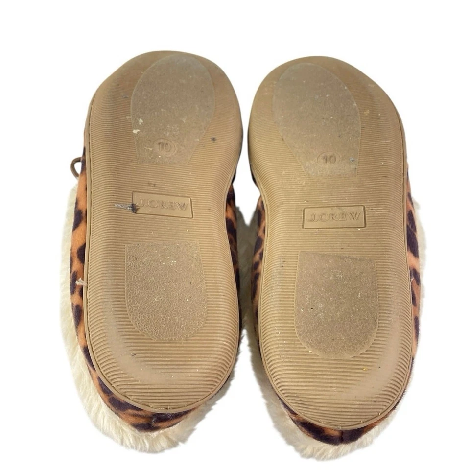 J. Zapatillas mocasín sin cordones de piel sintética pelo de becerro leopardo Crew talla 10 Foto 4 de 4