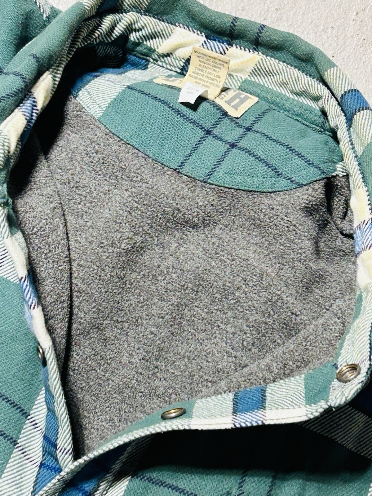 Duluth Trading Co Flannel Mens 3XL Green Flannel Fleece Lined Long Sleeve Snapup image 6