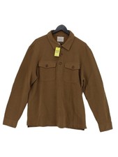 White Stuff Men's Jumper L Brown 100% Cotton Collared Pullover