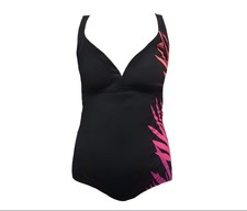 ADIDAS Women's Black Shirred Padded V-Neck One Piece Swimsuit 1ASF09 10 NWT
