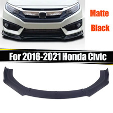 Front Bumper Lip Body Kit Spoiler For 2016-2021 Honda Civic Matte Black 16-21 Front Bumper Lip Body Kit Spoiler For 2016-2021 Honda Civic Matte Black 16-21