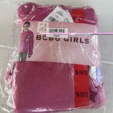 BCBG Girl Sequin Rainbow 2PC Plush Hoodie  Leggings Set Pink/Grey M 10-12 NEW