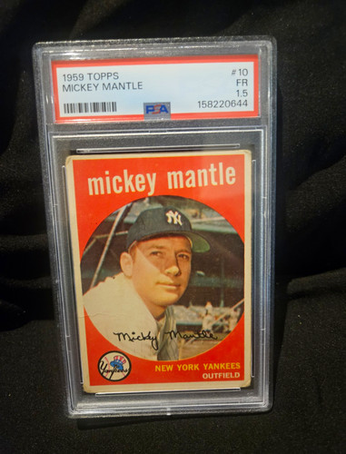 Freshly Graded!!! Topps 1959 Mickey Mantle #10 Graded Baseball Card Psa 1.5