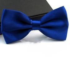 Royal Blue Pre-Tied Bow Tie for Men, Satin Tuxedo Accessory with Adjustable Band
