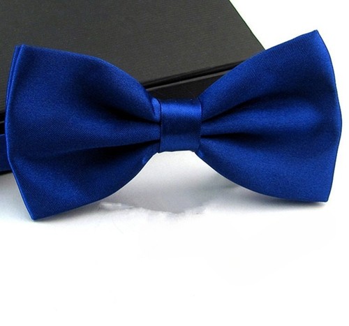 Royal Blue Pre-Tied Bow Tie for Men, Satin Tuxedo Accessory with Adjustable Band