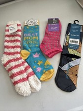 Lot of 5 Pairs Of Women's Novelty Socks Multicolored Various Sizes