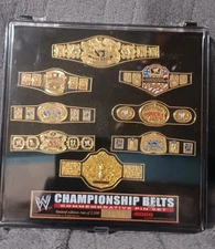 WWE Mini Championship Belt collection In display case New Sealed WWE