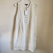 Quince Dress White Lined Organic Cotton Gauze Sleeveless NWT Sz Med