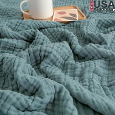 Soft Cotton Muslin Bed Blanket Breathable Lightweight Generous Size Comfort Gift