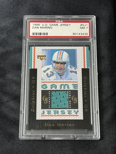 PSA 7 Dan Marino 1996 Upper Deck Game Jersey TEAL Patch GJ1 First Ever Game-Used