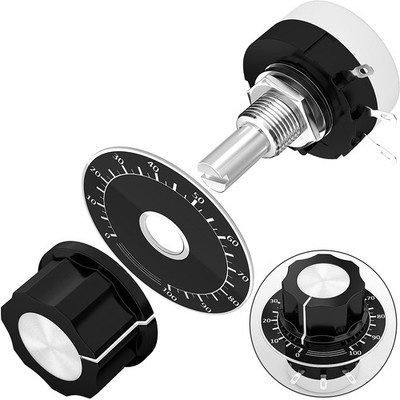 Joinfworld 10K Potentiometer Single Turn Carbon Film Rotary Black & Silver