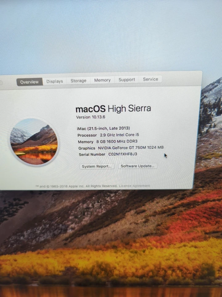 (GRADE A) Apple iMac 21.5" 2013 A1418 i5 2.9GHz/ 8GB RAM /1TB HDD/10.13 - - Image 2 of 4