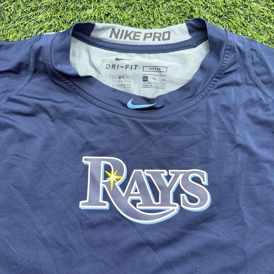 Nike Pro Tampa Bay Rays Compression Shirt Mens 2XL XXL Blue MLB Baseball - Image 3 of 4