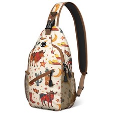 Brown Western Sling Bag Crossbody Chest Bag f...