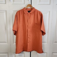 Cezani Mens Orange Silk Linen Blend Button Up...