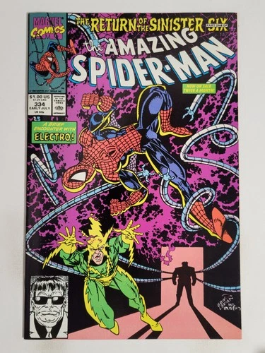 Amazing Spider-Man #334 Marvel 1990 NM 9.4 Electro cover & appearance Larsen