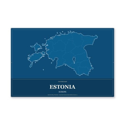 Estonia Country Map Wall Art Weatherproof Aluminum Sign