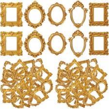 60 Pcs Mini Gold Picture Frames Vintage Resin Tiny Photo Frame Antique Miniat...