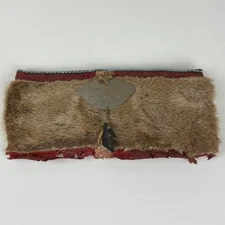 Southern Plains Indian Beaver Fur Hat Beaded Trim Trade Wool Lining Silver 1880s