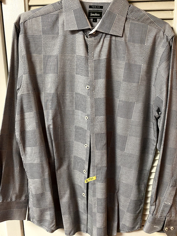 Nieman Marcus black and white plaid sz L shirt