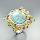 Vintage ring 20 ct Natural Turquoise Ring 925 Sterling Silver Size 8 /R459618