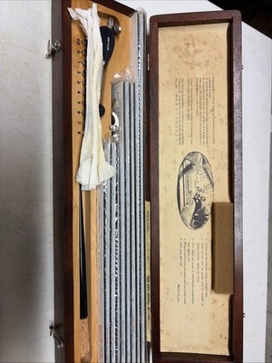 Vtg Unitech 6675-551-0786 Lettering Equipment Set In Wood Box Drafting