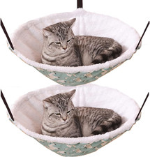 2-Pack Cat Hammock Lounge Cat Hanging Bed for Cage Kennel Chair with Metal Frame