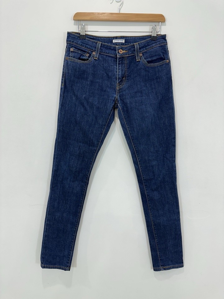 Levi's Boyfriend Skinny Jeans Women 28x32 (Actual 29x31) Blue Denim Low Rise