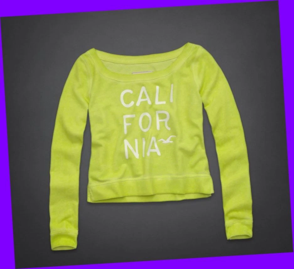 Hollister Co Women s NEON GREEN Long Sleeved Graphic Sweater