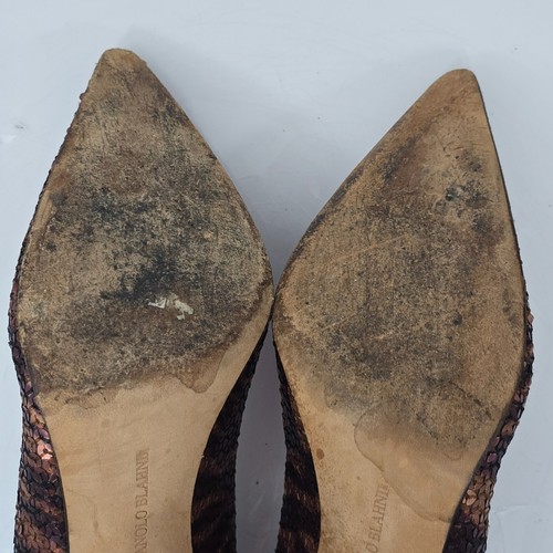 Repair Manolo Blahnik Bronze/Braun Tiger Streifen Pailletten Pumps 39 Stiletto Heels - Bild 20 von 24