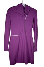 Athleta Sunny and Suede Sweater Dress Purple Zipper Hoodie Size Small VGC