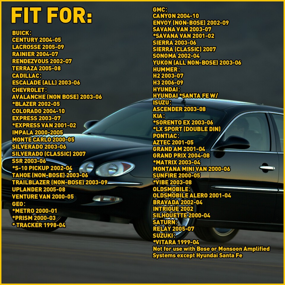 Factory Reverse Radio Wiring Stereo Adapter Harness For 2000 GM