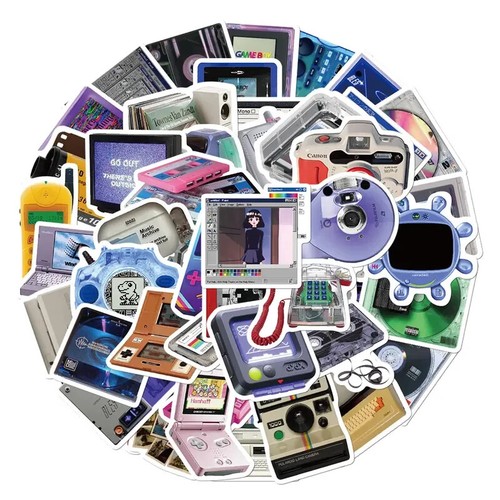 50 Count Y2K Vintage Electronics Sticker Set - Decorate Your Accessories - Picture 2 of 5