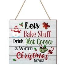 Christmas Hanging Wooden Sign Christmas Coffee Wall Decor Wood Christmas Tree Or