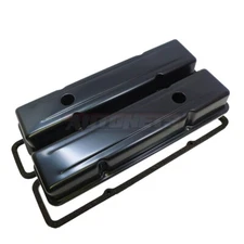 SBC Chevy Black Short Valve Covers w/ Gasket 1958-86 Small Block 283 305 350 400